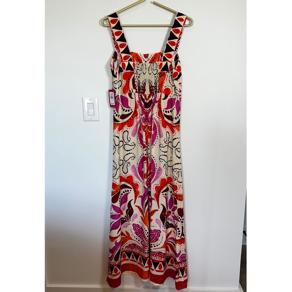 NWT Vince Camuto Maxi Dress Womens M Pink Rayon Bold Floral Print Summer Resort - Picture 3 of 10